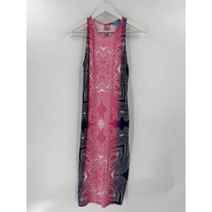 Tori Richard Honolulu Dress Womens Medium Pink Maxi Sleeveless Ombre Medallion